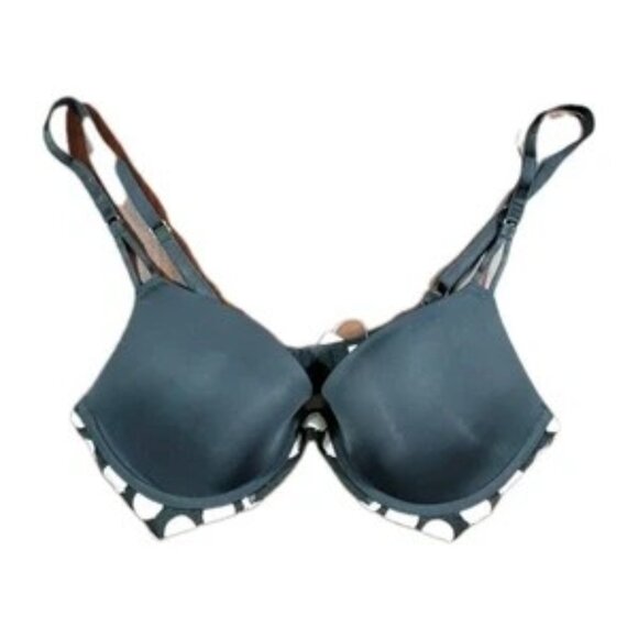 NATORI BRA BLUE POLKA DOT PATTERN PUSH UP 34B NWT - Picture 1 of 6